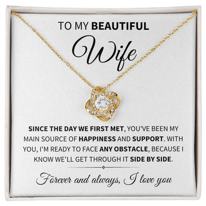 To My Beautiful Wife - You're My Source Of Happiness - Love Knot Necklace