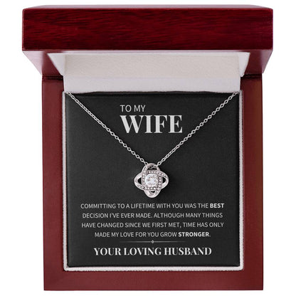 To My Wife - Committed To a Lifetime With You - Love Knot Necklace