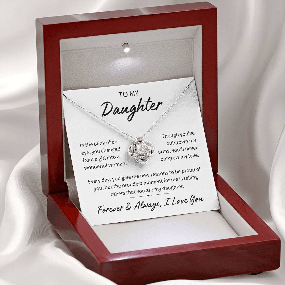 To My Daughter - Forever in My Heart - Love Knot Necklace