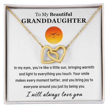 To My Granddaughter - Your Smile Makes Every Moment Better - Interlocking Hearts Necklace