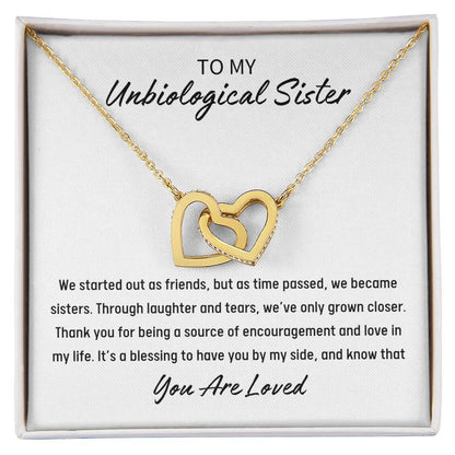 To My Unbiological Sister - Thank You For Everything - Interlocking Hearts Necklace