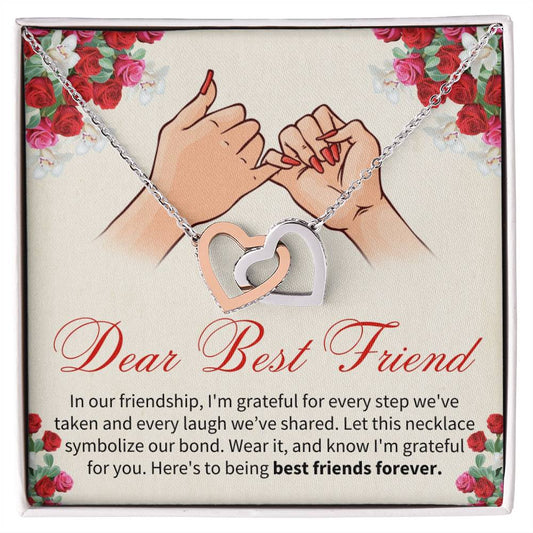 Dear Best Friend - Best Friends Forever - Interlocking Hearts Necklace