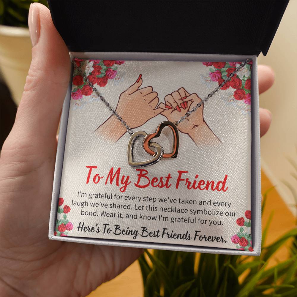 To My Best Friend - Best Friends Forever - Interlocking Hearts Necklace