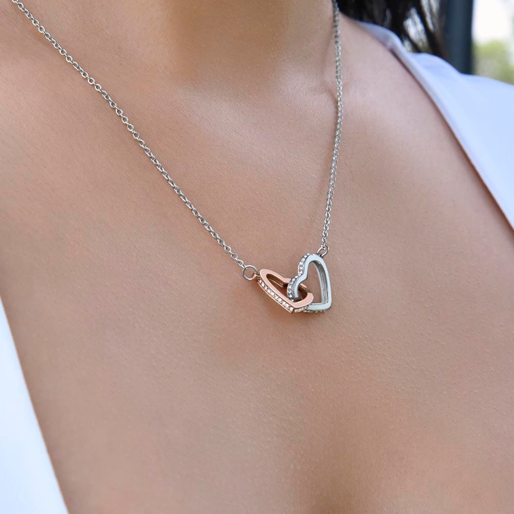 To My Beautiful Daughter - You Are Brave, Smart, And Loved - Interlocking Hearts Necklace