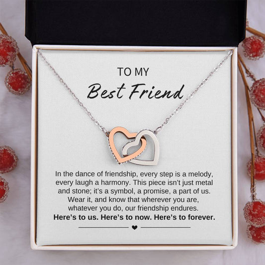 To My Best Friend - Our Friendship Endures - Interlocking Hearts Necklace