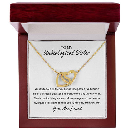 To My Unbiological Sister - Thank You For Everything - Interlocking Hearts Necklace
