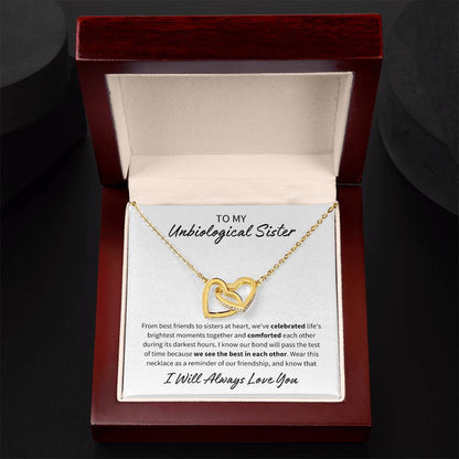 To My Unbiological Sister - You see the best in me - Interlocking Hearts Necklace