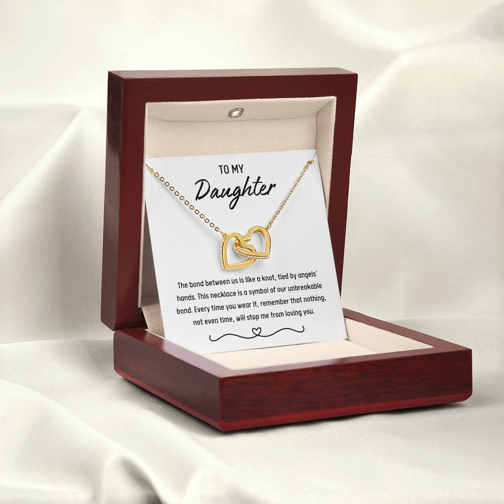 To My Daughter - our bond is a knot tied by angels - Interlocking Hearts Necklace