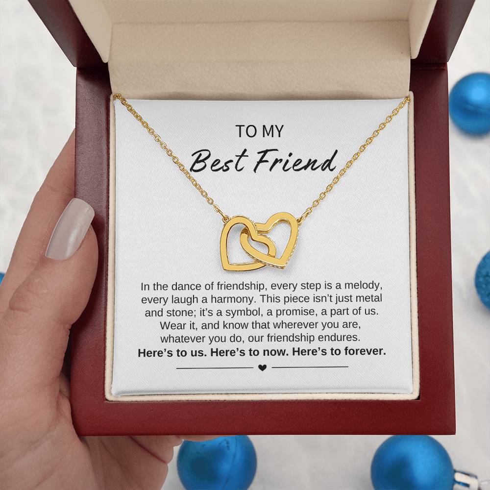 To My Best Friend - Our Friendship Endures - Interlocking Hearts Necklace