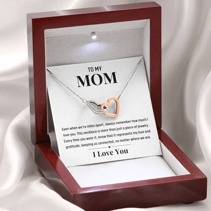 To My Mom - We're Always Connected - Interlocking Hearts Necklace