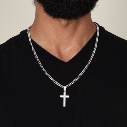 To My Man - I Love You - Cross Necklace On Cuban Chain