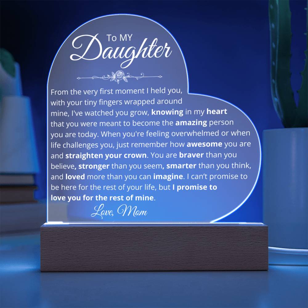To My Daughter - Loved More Than You Can Imagine - Acrylic Heart Plaque
