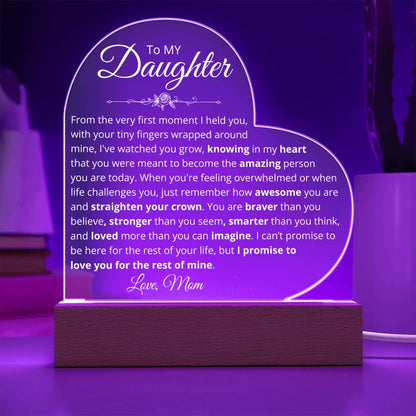 To My Daughter - Loved More Than You Can Imagine - Acrylic Heart Plaque